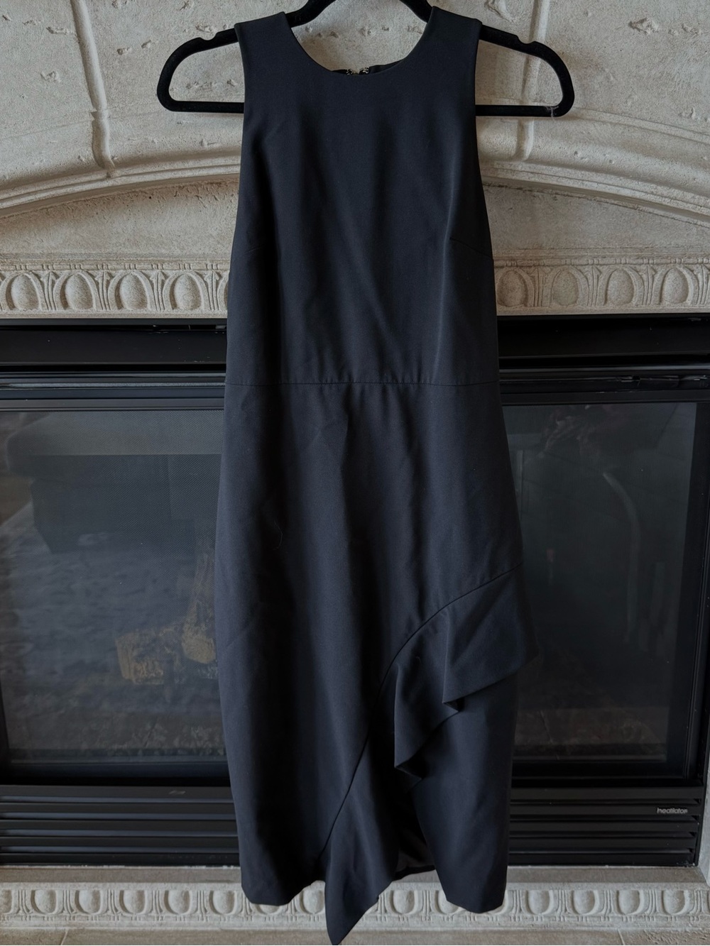 Black Asymmetric Midi Skirt - Women